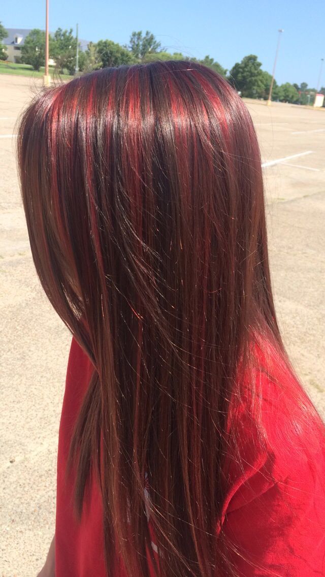 Red Hair Streaks, Red Highlights In Brown Hair, Red Hair With Highlights, Cherry Red Hair, Red Hair Inspo, Wine Hair, Cherry Hair, Dyed Red Hair, Hair Color Streaks