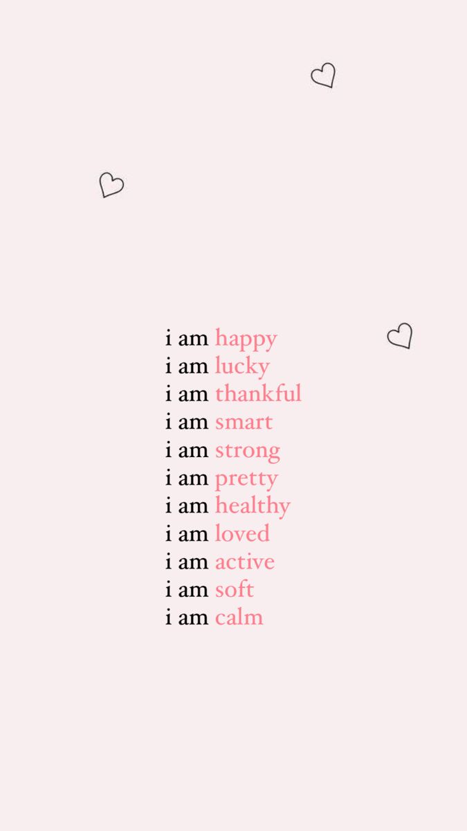 the words i am happy are written in pink and black on a light pink background