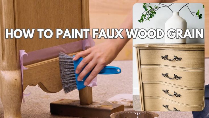 how to paint faux wood grain on furniture with the help of a brush and duster