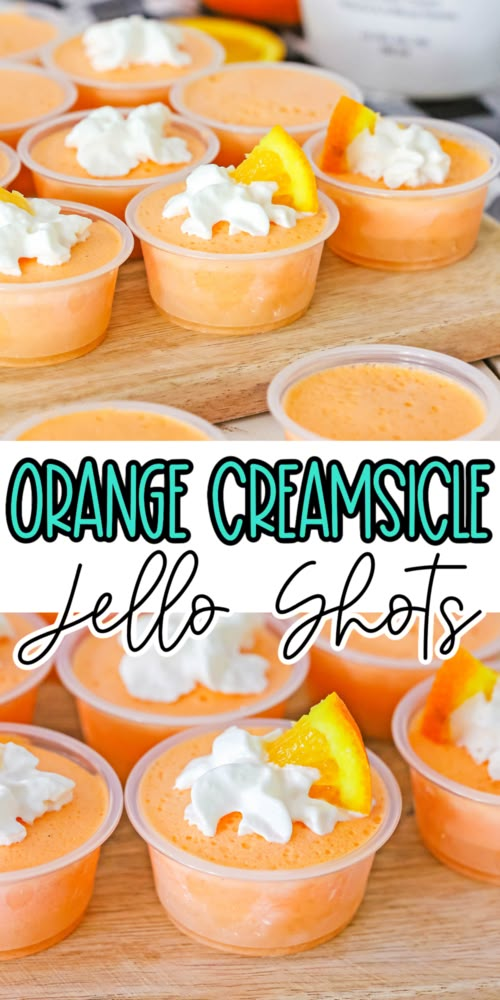 orange creamsice jello shots with whipped cream on top