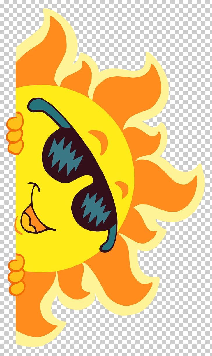 a cartoon sun with sunglasses on it's face, and its eyes are closed