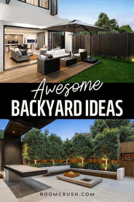 an outdoor living room and backyard area with the words awesome backyard ideas