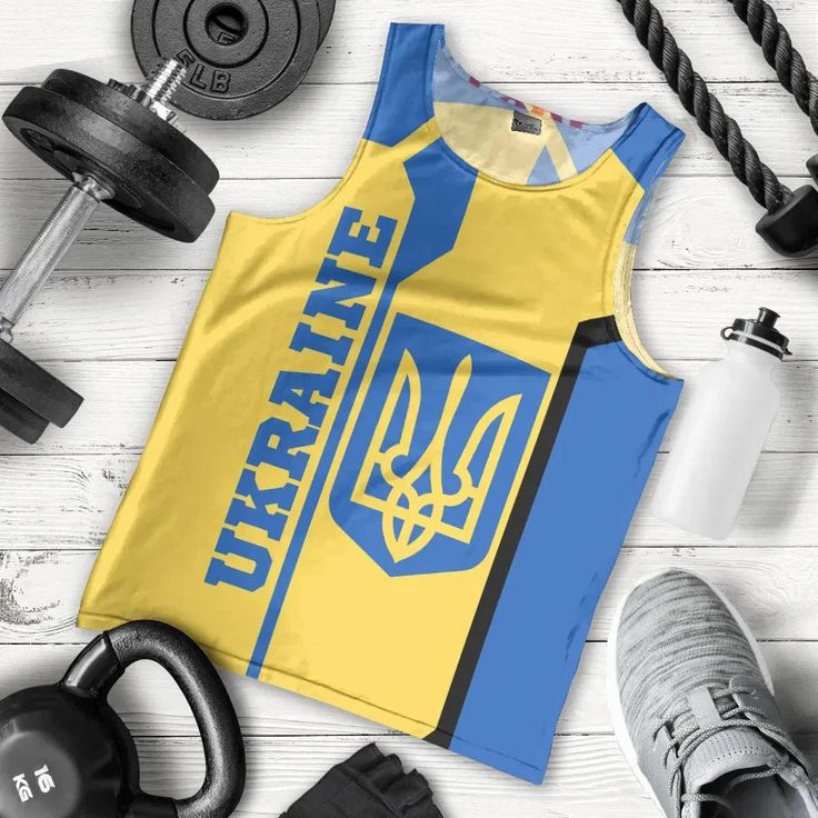 Ukraine Women Racerback Tank New Platform Yellow Tops With Sublimation Print For Sports Events, Sublimation Print Sleeveless Tops For Gym, Sleeveless Tops With Sublimation Print For Gym, Sleeveless Gym Tops With Sublimation Print, Casual Sublimation Print Tops For Gym, Fitted Yellow Tops For Sports Events, Athleisure Tops With Sublimation Print For Sports Events, Fitted Sports Tops With Custom Print, Custom Print Fitted Tops For Sports Events