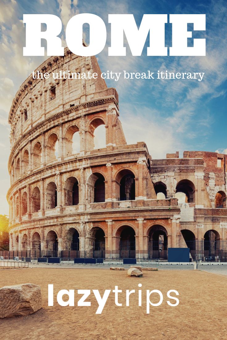 an image of the roman colossion with text that reads, rome the ultimate city break