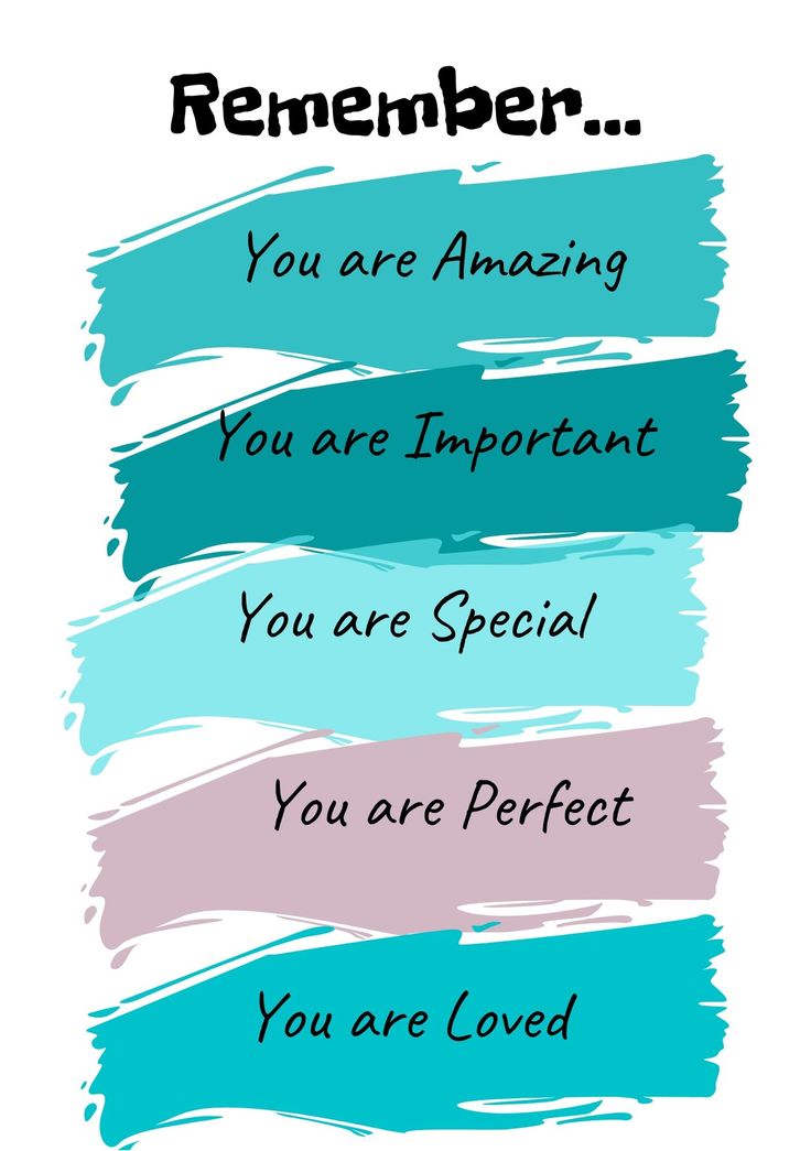 three different colored brush strokes with the words you are amazing, you are important, you are perfect, and you are loved