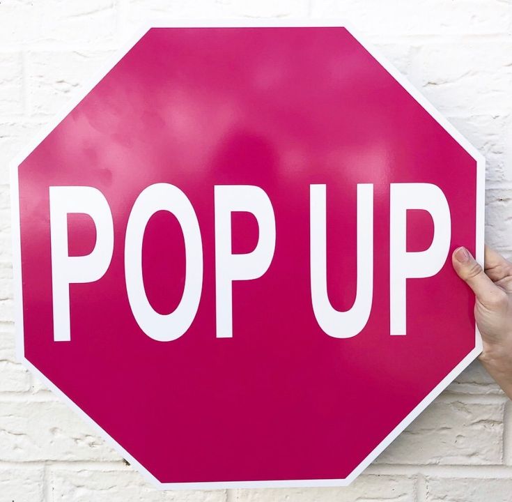 hot pink pop up stop sign with white letters retail display Market Setup, Pop Up Events, Shop Stand, Custom Business Signs, Creative Gift Wraps, Craft Booth Displays, Mobile Store, Mobile Boutique, Beach Boutique