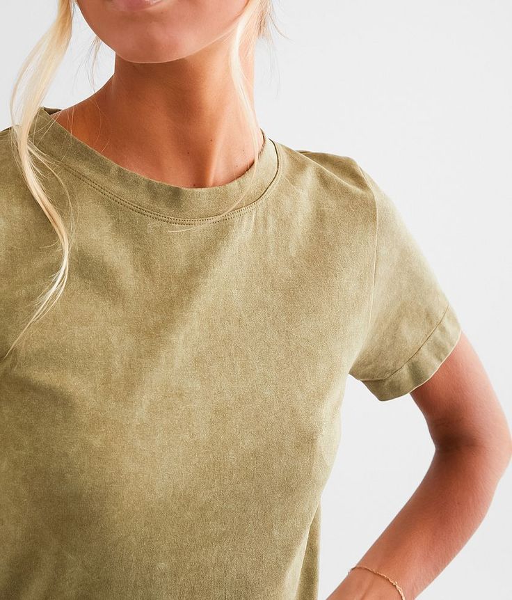 BKE Core Contour Top - Green S/M, Women's Militaryolive Washed scoop neck seamless top Bust measures 30 on size S/M Body length 22 on size S/M. 92% Nylon 8% Spandex. Machine wash cold. Do not bleach. Lay flat to dry. Do not iron. Do not dry clean. Apparel & Accessories > Clothing > Shirts & Tops Summer Stretch Olive Tops, Olive Stretch Top For Summer, Trendy Stretch Olive Tops, Olive Stretch Summer Tops, Khaki Stretch Crew Neck Top, Trendy Khaki Tops For Everyday, Trendy Everyday Khaki Tops, Summer Olive Tops With Relaxed Fit, Stretchy Olive Summer Tops