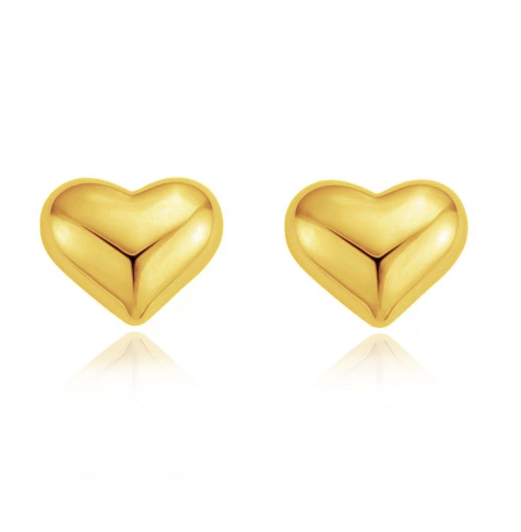 Our Puffy Heart Stud earrings add a perfect touch of romantic glamour to any outfit! With a unique puffed heart-shape, these beautiful earrings will make you shine with style and elegance. Show off your style and treat yourself to a sparkly addition to your jewelry collection! 15mm 18k gold plated over stainless steel Hypoallergenic Water & tarnish resistant Formal Heart-shaped Earrings For Pierced Ears, Classic Heart Cut Earrings For Valentine's Day, Classic Heart-shaped Earrings For Valentine's Day, Classic Valentine's Day Heart Cut Earrings, Formal Double Heart Earrings For Valentine's Day, Heart Shaped Earrings For Valentine's Day Formal, Heart-shaped Earrings For Valentine's Day Formal, Heart Shaped Earrings For Valentine's Day And Formal Occasions, Valentine's Day Heart Earrings For Formal Occasions