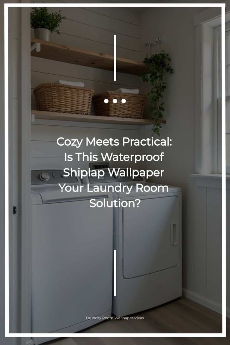 Rustic laundry room featuring gray shiplap wallpaper, open shelving, and woven baskets Shiplap Laundry Room Wall, Shiplap Laundry Room, Laundry Room Wallpaper Ideas, Creative Wallpaper Ideas, Paneling Sheets, Shiplap Wallpaper, Gray Shiplap, Shiplap Paneling, Laundry Room Colors