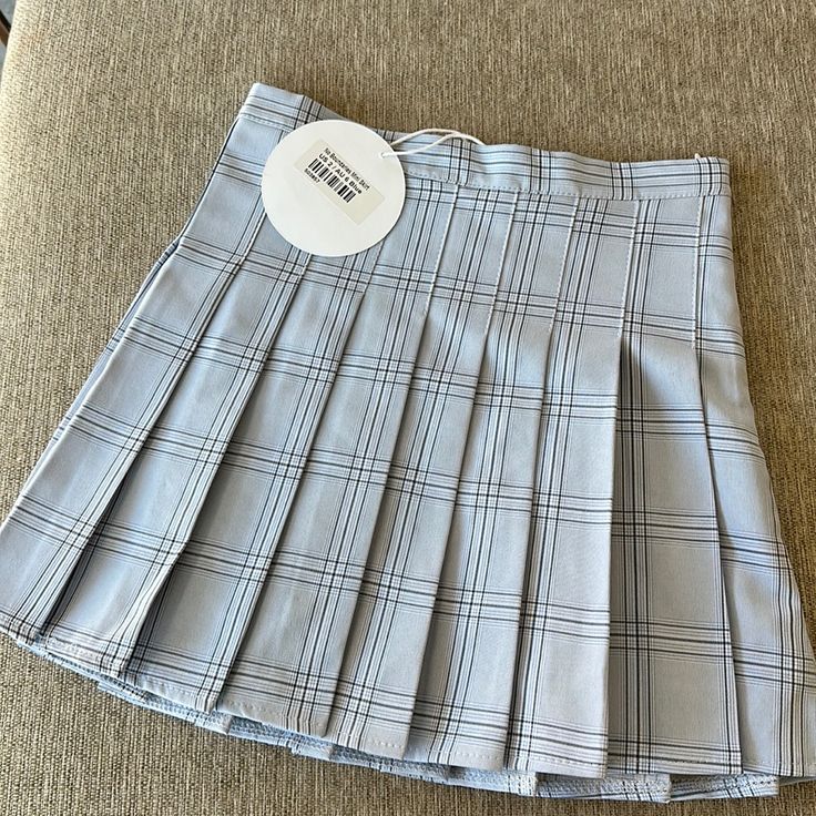 Princess Polly Plaid Flare Skirt New Only Tried On Once It Was Too Big Size: 2 High Waist Blue Skirt For School, Trendy Blue Mini Skirt For School, High Waist Skirt For Summer School Uniform, High-waist School Uniform Bottoms For Summer, Spring School Uniform Pleated Skirt, High Waist Blue Mini Skirt For School, Blue Skort For School In Summer, Trendy Lined Skirt For School, Blue Skort For School And Summer