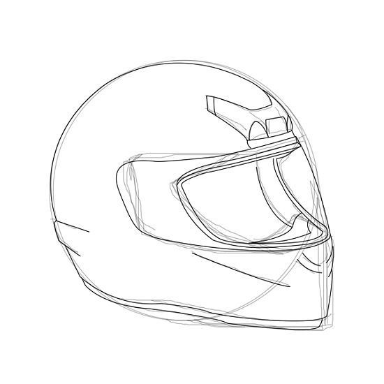 a drawing of a helmet on a white background