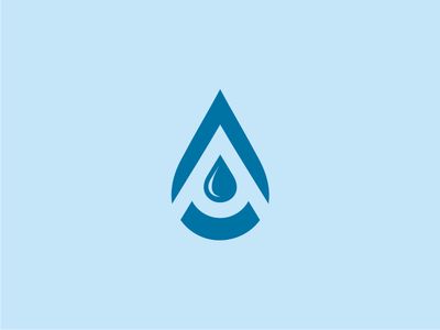 a blue water drop logo on a light blue background