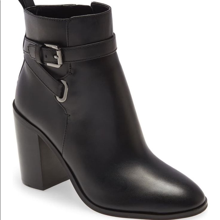 Women's Michael Michael Kors Aldridge Bootie - Black - Ankle Boots A Slim Strap Wraps Around The Ankle Of A Streamlined, Goes-With-Everything Bootie Made From Smooth Leather And Lofted By A Stacked Heel. Workwear Ankle-high Boots With Buckle Closure, High Heel Moto Boots With Medium Width For Work, Fall Ankle Boots With Heel Loop, Fall Workwear Booties With Buckle Closure, Black Heeled Boots With Heel Pull Tab For Fall, Closed Toe Boots With Heel Pull Tab For Work, Black Boots With Heel Pull Tab For Fall, Black Boots With Buckle Closure For Work, Workwear Boots With Heel Pull Tab And Closed Toe