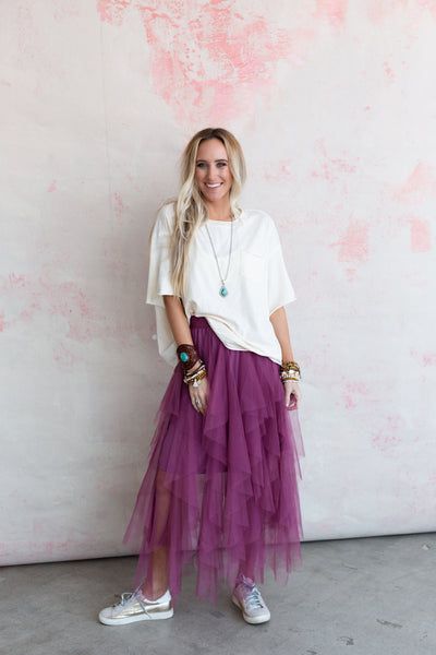 Purple Tiered Ruffled Skirt, Tiered Ruffle Skirt For Layering, Purple Tulle Flowy Skirt, Spring Tiered Tulle Skirt Bottoms, Spring Ruffled Skirt For Layering, Spring Tiered Tulle Bottoms, Bohemian Tiered Tulle Skirt, Spring Bohemian Tulle Skirt, Bohemian Spring Tulle Skirt