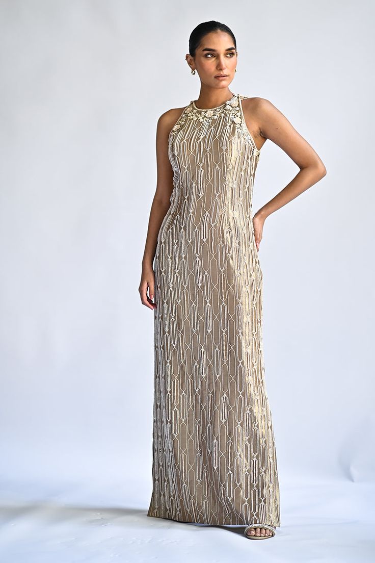 Madeleine – Sania Maskatiya International Luxury Embellished Long Dress, Luxury Long Embellished Dress, Glamorous Embellished Long Dress, Luxury Evening Dress For Festive Occasions, Glamorous Long Embellished Dress, Luxury Sleeveless Sequin Formal Dress, Elegant Maxi Dress With Sequins, Luxury Embellished Maxi Dress With Fitted Bodice, Glamorous Silk Floor-length Evening Dress