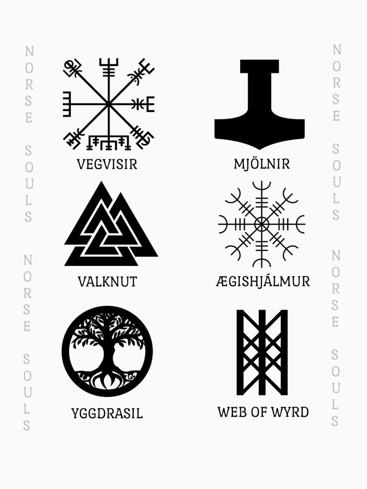 four different types of symbols are shown in black and white, with the names below them