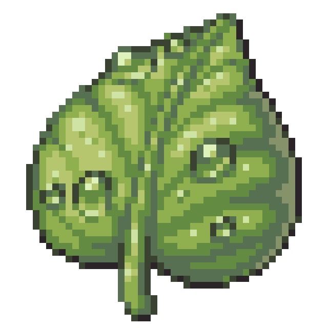 an image of a green leaf in pixel style