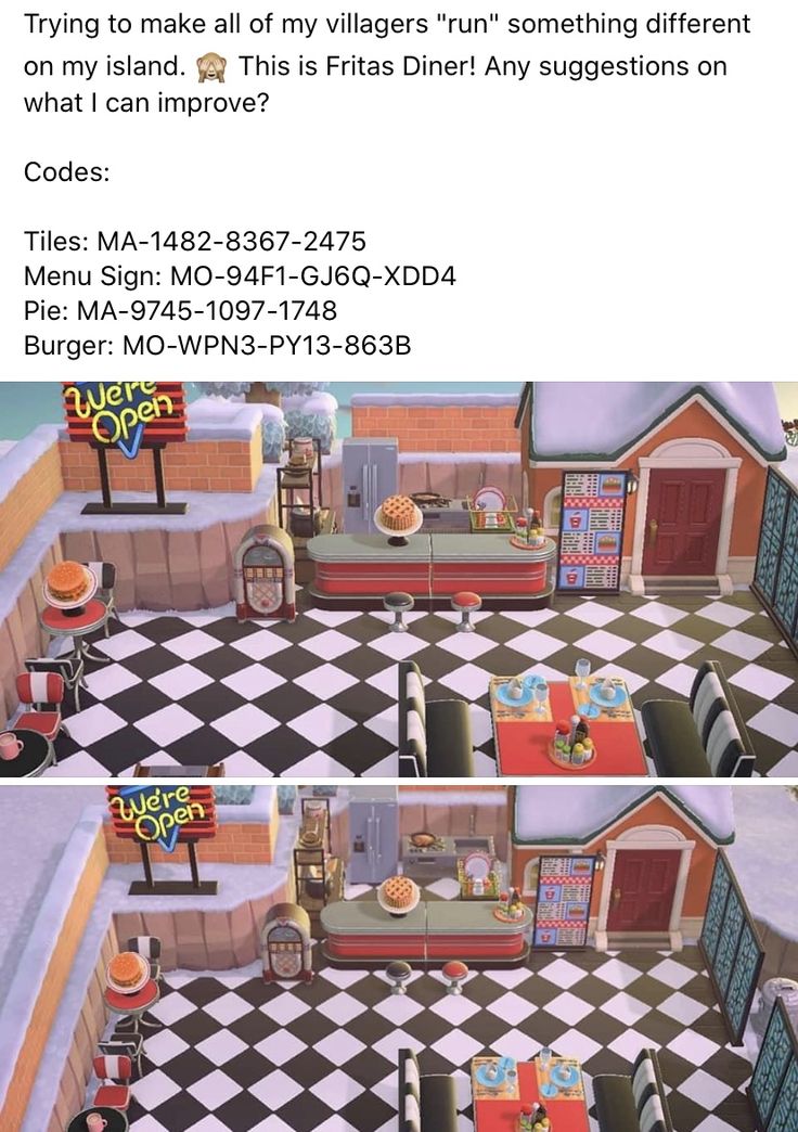 two pictures of the same room in animal crossing