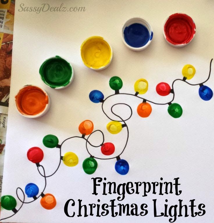 the fingerprint christmas lights are made out of paper and painted with colored paint on them