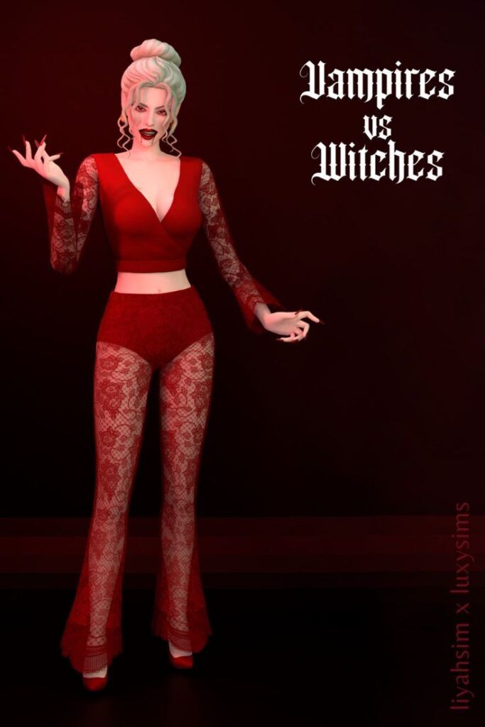 49+ Amazing Sims 4 Vampire CC To Fill Up Your CC Folder Sims 4 Vampire Cc, Vampire Clothing, Sims 4 Vampire, Vampire Hair, Hunter Dress, Vampire Look, Vampire Clothes, Cc Folder, Sims 4 Family