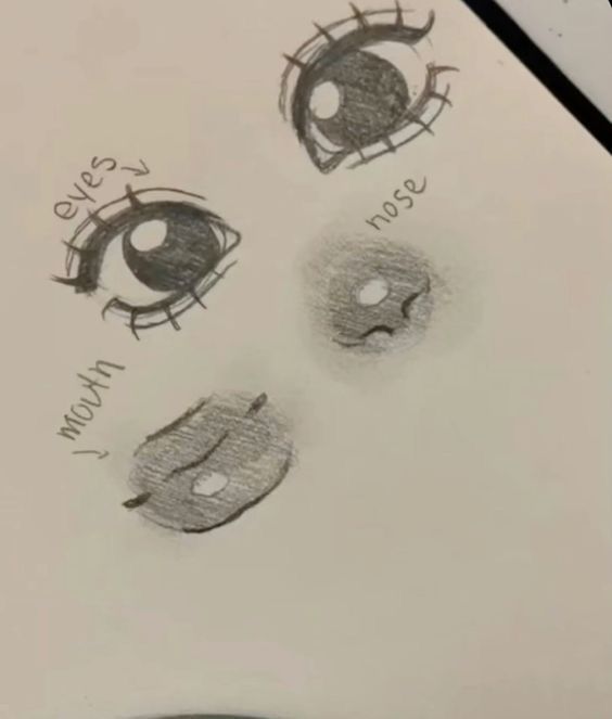 two drawings of different eyes with the same drawing on paper next to eachother's eye