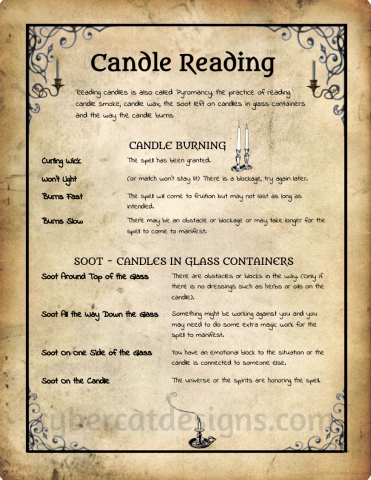 a menu for candle reading with an old fashioned frame on the front and back side