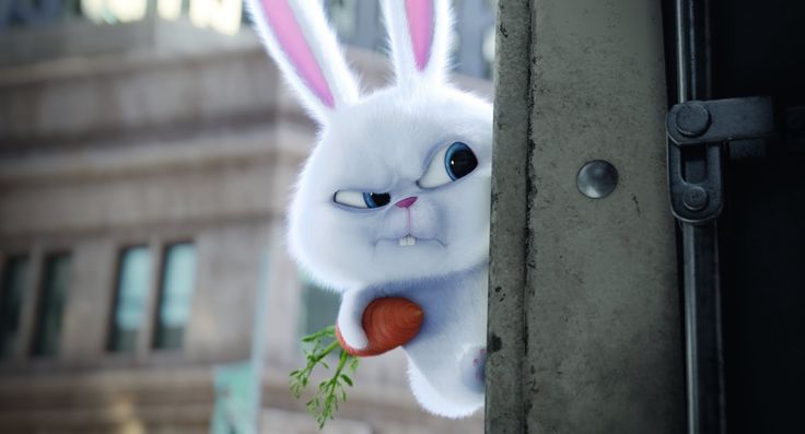 an animated rabbit holding a carrot in its mouth