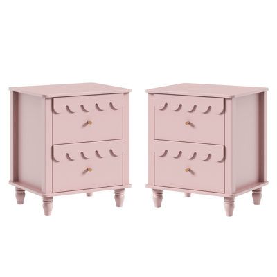 two pink nightstands side by side against a white background