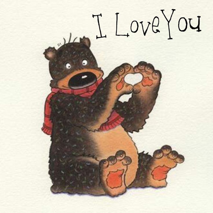 a brown bear sitting on top of a white background with the words i love you