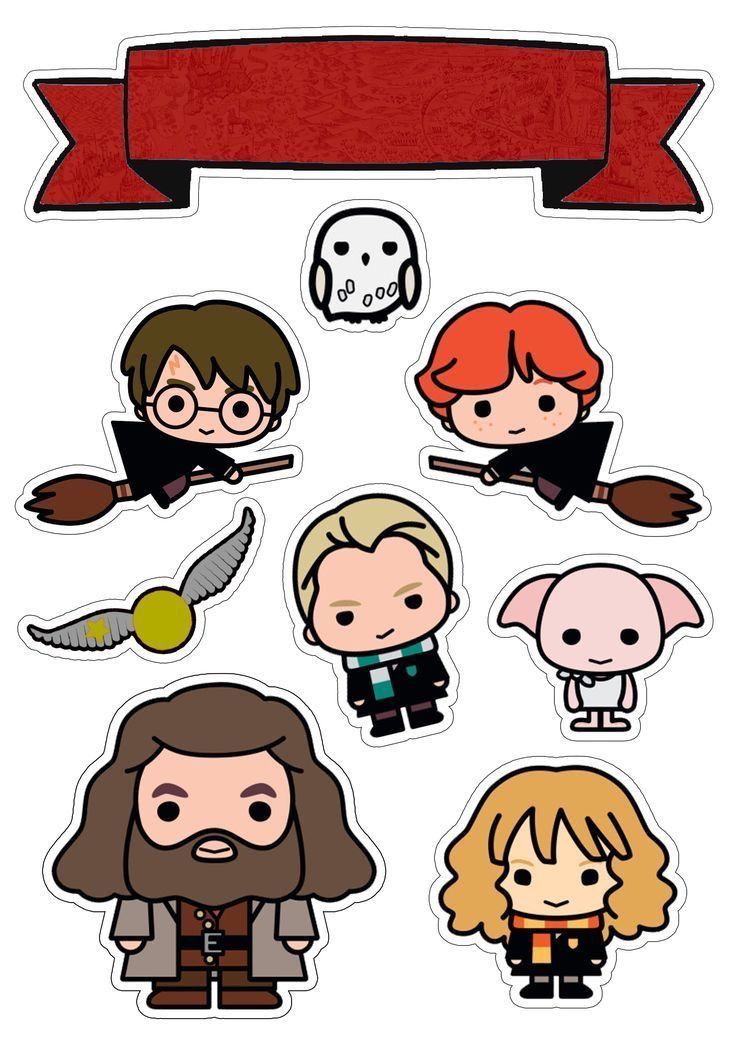 harry potter stickers are shown in different colors and sizes, including one for each character