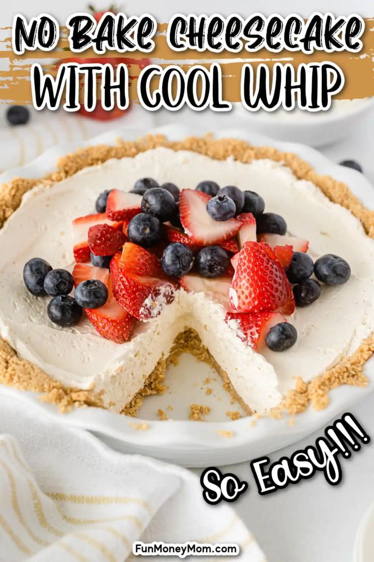 no bake cheesecake with cool whip is so easy to make and tastes delicious