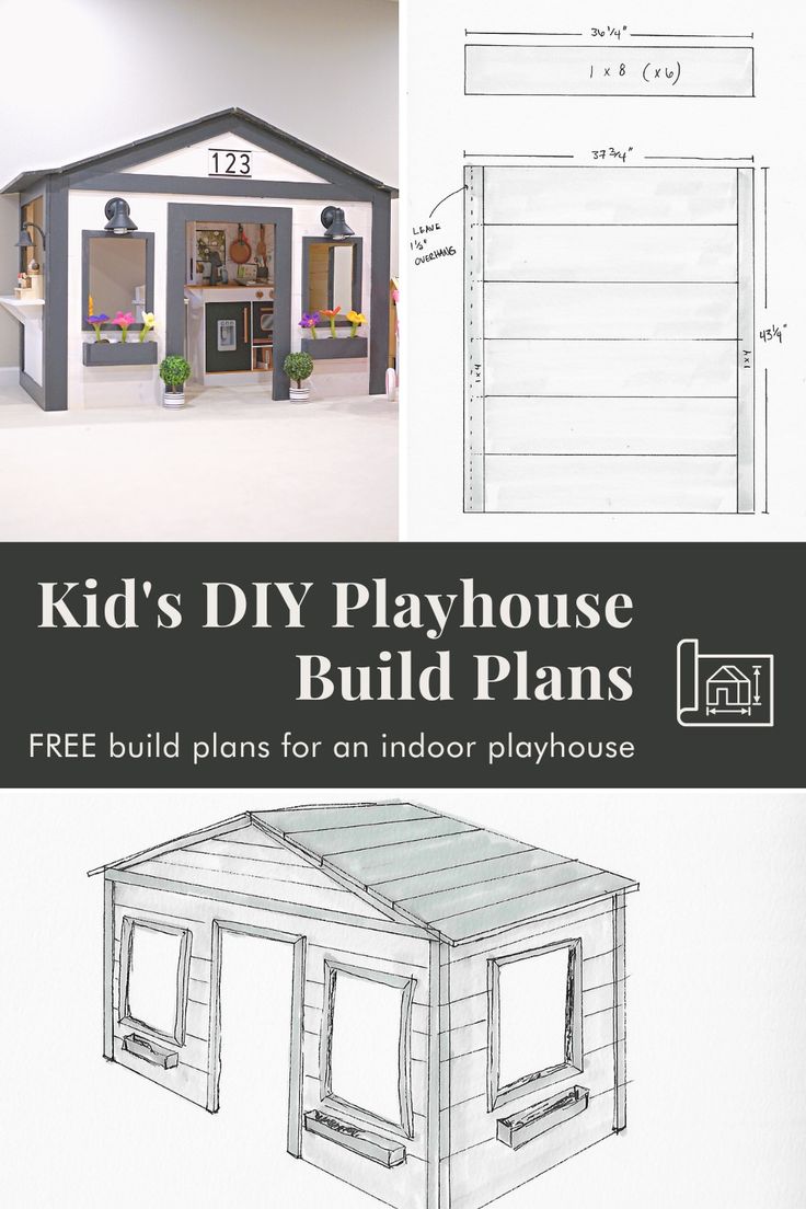 the plans for a kid's play house build plans are shown in this article