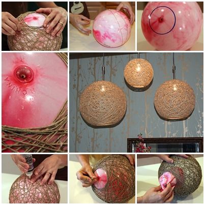 several pictures of different things that are being used to make vases with yarn on them