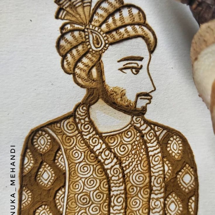 a drawing of a man with a turban on his head