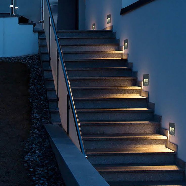 "Modern Recessed Stairway Sconces LED Outdoor Step Lights Waterproof Stair Lights Decking Lights Decorative Pathway Lights" Exterior Stairs Design, Deck Step Lights, Outdoor Stair Lighting, Deck Steps, Step Light, Exterior Stairs, Outdoor Stairs, Stair Lighting, Lampe Decoration