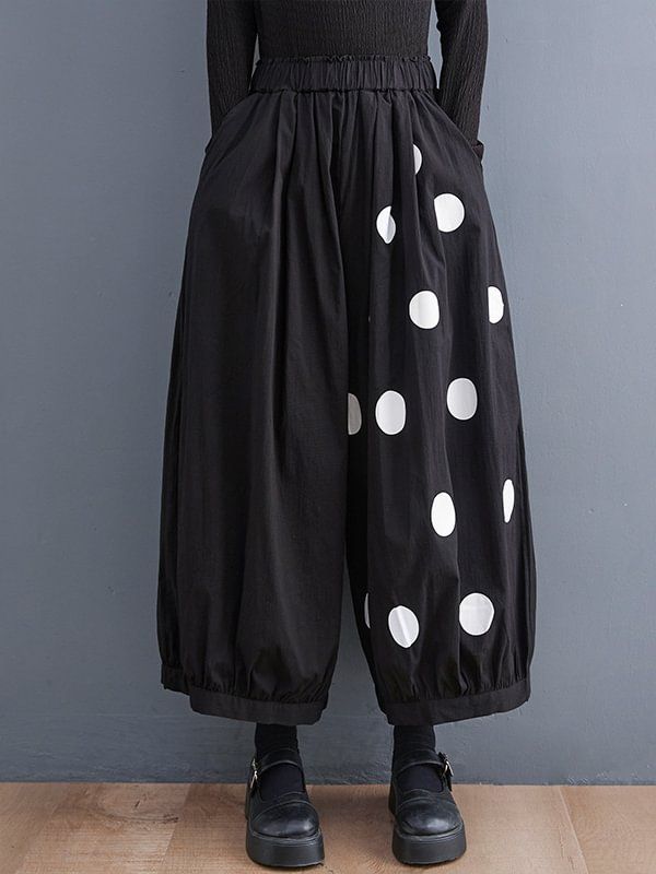 Original Creation Loose Wide Leg Polka-Dot Casual Pants Bottoms Wide Leg Pants High Waisted, Corduroy Pants Outfit, Wide Leg Pants Women, High Neck Sweatshirt, Vetements Clothing, Seasons Autumn, Winter Typ, Floral Print Pants, Loose Trousers