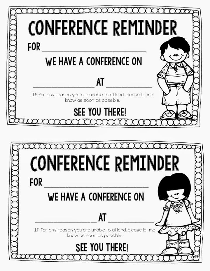 two certificates with the words conference reminder for students to see on their own side