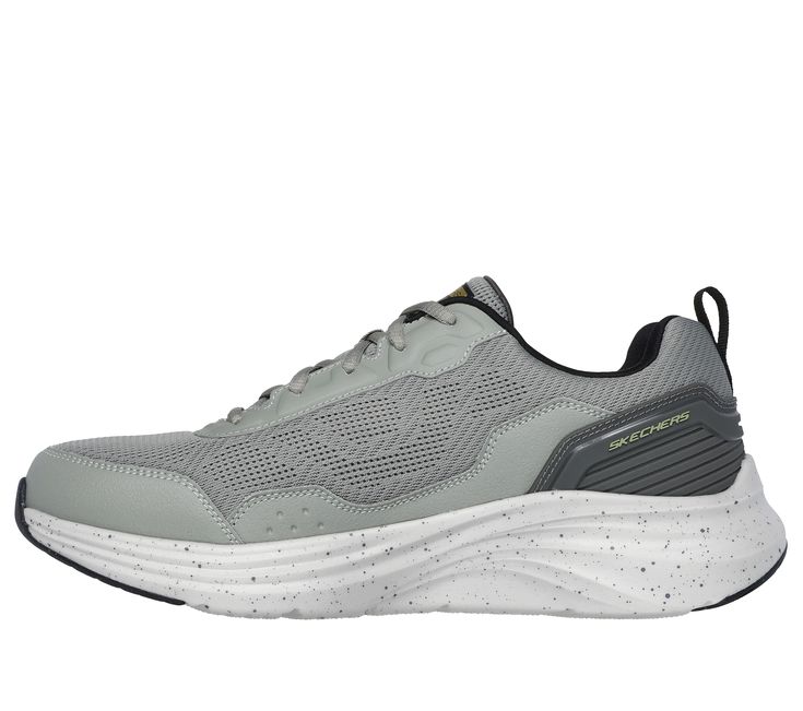 Experience the lightest cushioning technology in sleek athletic style wearing Skechers Vapor Foam - Veiko. This 100% waterproof lace-up features a mesh and leather overlay upper with ultra-lightweight Vapor Foam midsole cushioning and a Skechers Air-Cooled Memory Foam insole. | Skechers Men's Vapor Foam - Veiko Sneaker | Medium Width | Ultra-lightweight Vapor Foam cushioning | Skechers Breathe Easy Technology is an ultra-lightweight lining that delivers 100% waterproof protection while maintaining maximum breathability | Skechers Air-Cooled Memory Foam comfort insole | Lace-up mesh and leather overlay upper | Flexible traction outsole | 1 1/4-inch heel height | Skechers Sports Sneakers With Perforations And Engineered Mesh, Lightweight Mesh Sporty Running Shoes, Athletic Fit Fade-resistant Walking Shoes For Sports, Outdoor Lace-up Running Shoes With Perforations, Light Mesh Sporty Walking Shoes, Lightweight Mesh Sporty Walking Shoes, Dynamic Running Shoes With Perforations For Light Sports, Ergonomic Gray Sneakers For Sports, Functional Running Shoes With Perforations