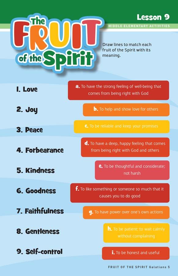 the fruit of the spirit poster with instructions on how to use it for children's learning