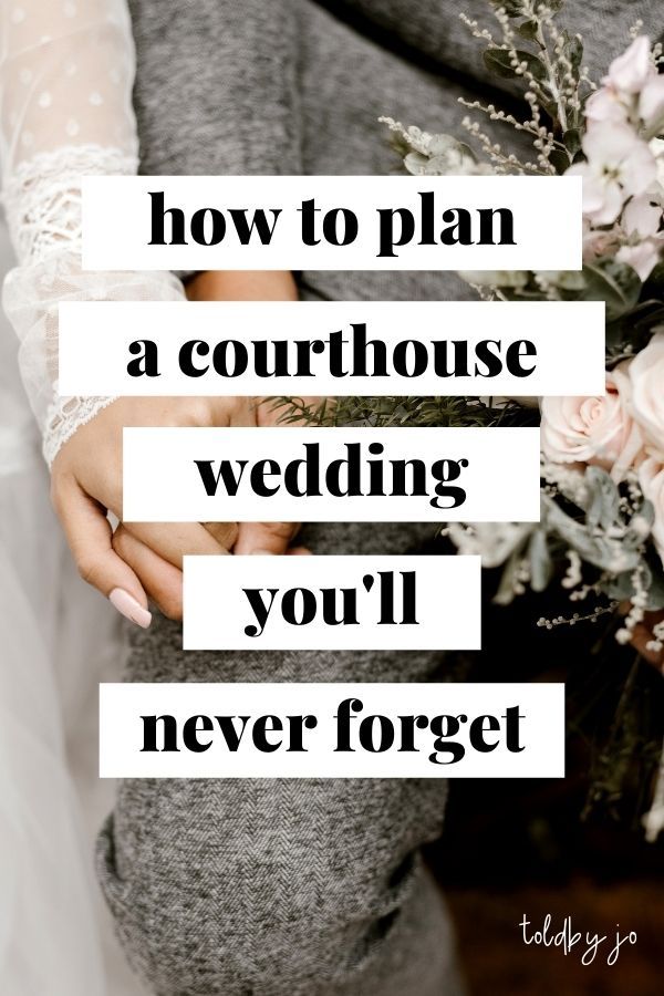 a couple holding hands with the words how to plan a courthouse wedding you'll never forget