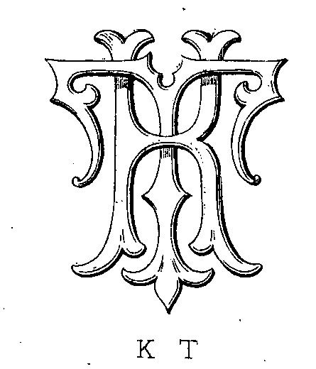 the letter kt in an old fashioned style