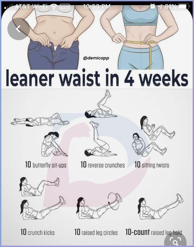 a woman's waist is shown with the text leaner waist in 4 weeks