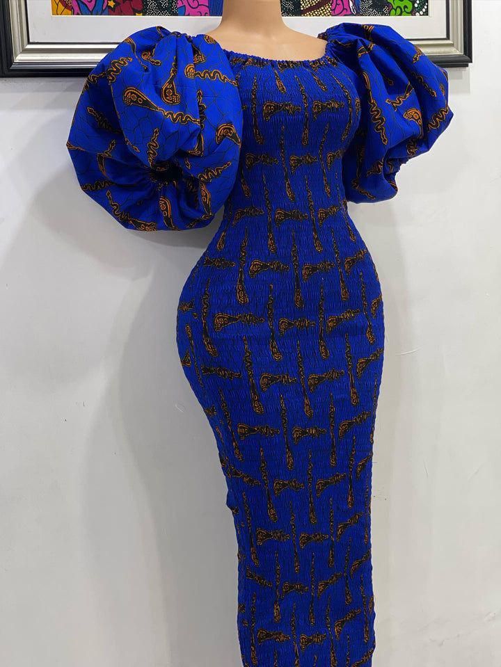 african print dress Kitenge Fitting Dress Designs, Trending Ankara Gowns, Chitenge Outfits, Puff Sleeve Bodycon Dress, Ankara Dress Designs, Nigerian Dress, African Print Dress Ankara, African Wear Dresses, African Inspired Clothing