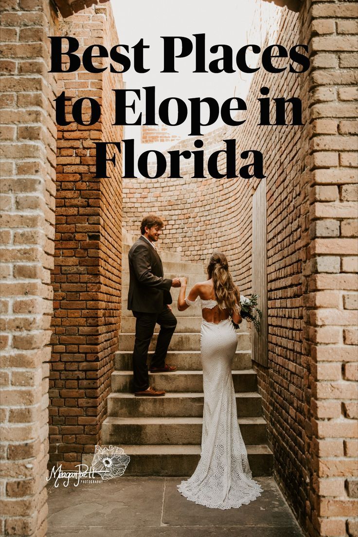 Best places to elope in Florida Elopement In Florida, Wedding Dress For Eloping, Beach Elopement Ideas Florida, Florida Elopement Ideas, Small Wedding Venues Florida, Small Wedding Destinations, Elopement Location Ideas, Summer Elopement Dress, Usa Elopement Destinations