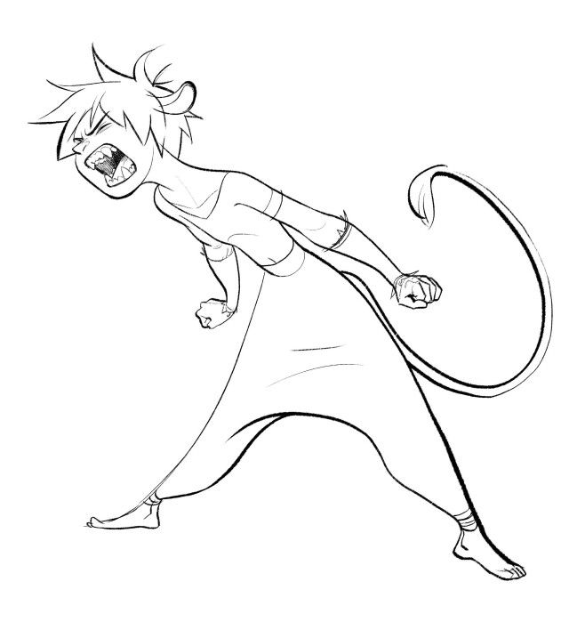 a cartoon character is running with his tail in the air and one hand on his hip