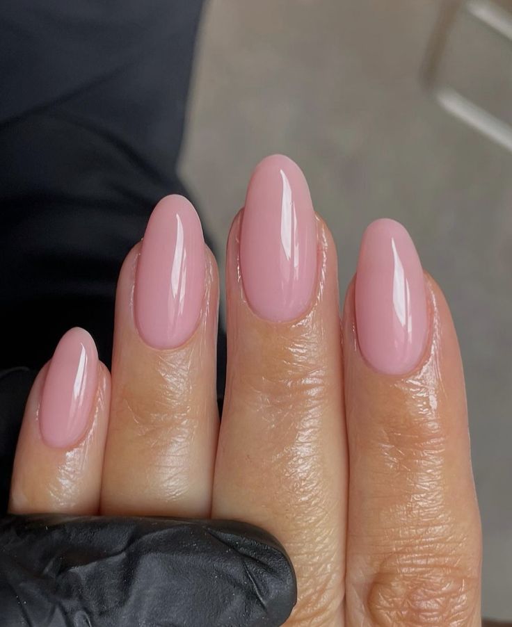 Light Color Nails Short, Ballerina Pink Almond Nails, Nails Short Plain, Sheer Pink Almond Nails, Clear Pink Almond Nails, Short Nude Pink Nails, Natural Pink Almond Nails, Almond Nails Light Pink, Natural Nail Inspiration