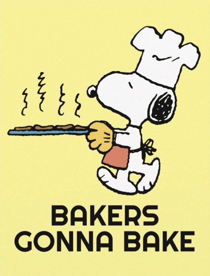 a poster with a cartoon dog holding a knife in it's hand and the words bakers gonna bake written below