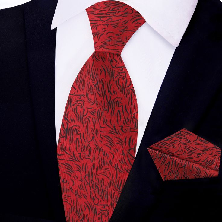 Eternal Red Abstract Tie This new red edition of the Eternal Tie brings back the coveted rich cardinal red and black colorway that is a staple to any modern wardrobe. The red background combined with a black, abstract, wavy lined overlays creates an unforgettable pattern you will want to wear to work, church or even an interview. The PRIME Logo adorns the back of the tie and creates an additional tie keep for your tie to stay in place. Choose From: Single Tie Tie and Pocket Square Material of Ti Elegant Burgundy Fitted Suit And Tie Accessories, Elegant Fitted Burgundy Suit And Tie Accessories, Elegant Burgundy Suit And Tie Accessories For Business, Red Silk Tie For Business, Red Standard Tie, Red Silk Ties For Business, Red Wedding Suit And Tie Accessories, Elegant Burgundy Tie For Formal Occasions, Elegant Red Neckwear With Ties