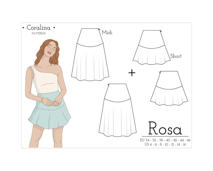 the front and back view of a women's skirt