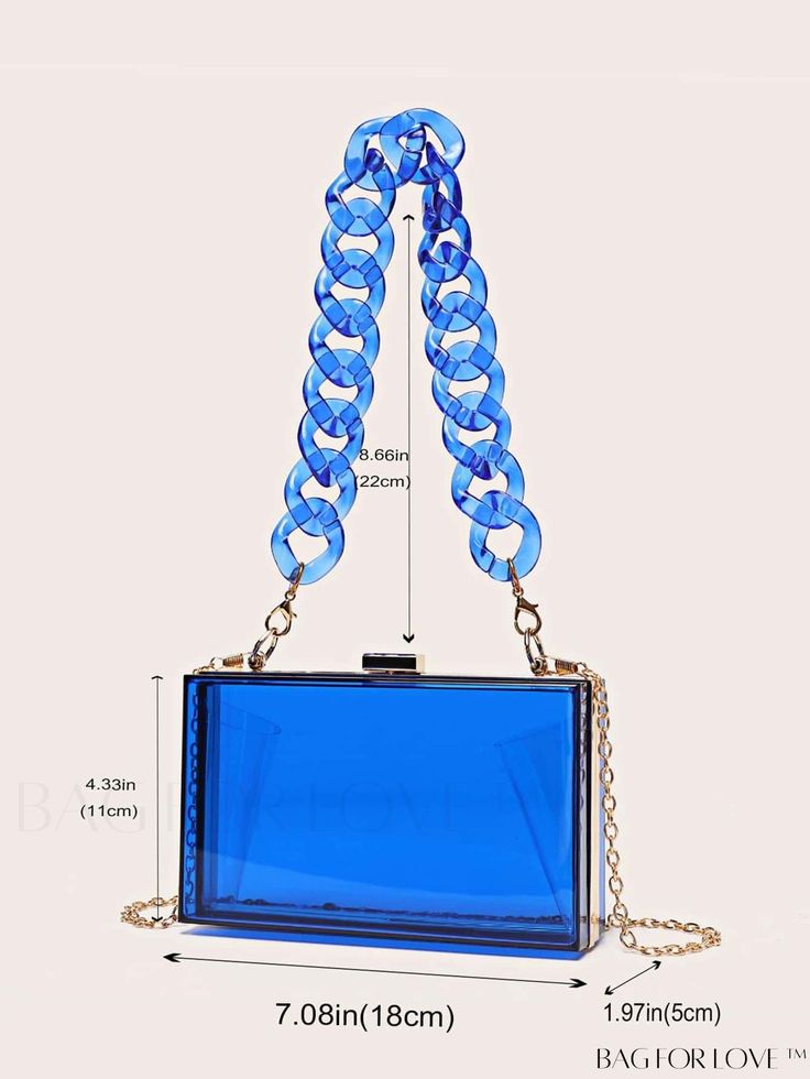 BagForLove - Blue PMMA Mini Box Bag Product Description Color Royal Blue Type Square Bag Bag Size Mini Pattern Type Plain Material PMMA Size Chart INCH CM Strap Length Bag Length Bag Width Bag Height Handle Height 47.2 inch 7.1 inch 2 inch 4.3 inch 8.7 inch Strap Length Bag Length Bag Width Bag Height Handle Height 120 cm 18 cm 5 cm 11 cm 22 cm Details Pictures Similar Products h2 { text-align: center; } /* æ¢è¡ */ li{ white-space: normal; word-break: break-all; word-wrap: break-word; } .red-box { width: 100%; display: flex; flex-direction: row; flex-wrap: wrap; justify-content: center; } .red-box > div { width: 190px; height: 250px; margin: 10px; } .red-box > div > a > img { width: 190px; height: 250px; } .size-box { width: 100%; margin: auto; white-space: nowrap; } .table { border-coll Chic Blue Handheld Box Bag, Blue Shoulder Bag With Adjustable Strap For Party, Light Blue Rectangular Evening Bag, Blue Large Capacity Shoulder Bag For Parties, Blue Clutch Bag For Daily Use, Light Blue Rectangular Bag, Chic Blue Bag With Chain Strap, Trendy Blue Shoulder Bag For Gift, Everyday Blue Rectangular Clutch